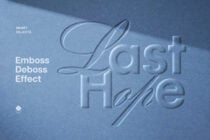 Embossed blue text reading Lost Hope with cursive elements on textured surface