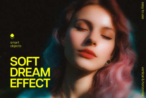 Soft dream effect mockup for designers featuring a serene portrait with pastel tones. Ideal for enhancing beauty and photography projects.