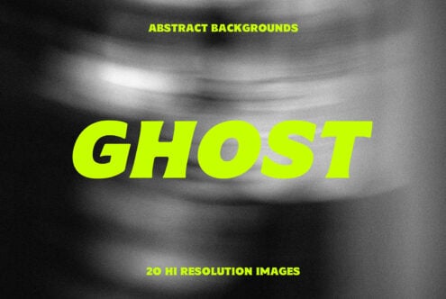 Abstract background image titled Ghost featuring swirling grayscale patterns with bright yellow text overlay. Ideal for designers. High-resolution graphics.
