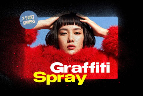 Red graffiti spray paint texture overlay on portrait with bold yellow text