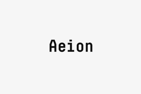 Modern font showcasing clean, bold typography spelling Aeion on a light background; ideal for graphic designers seeking fresh typeface assets.