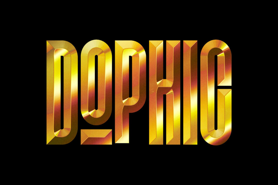 3D metallic gold text reading Dopamine with dimensional shading effect