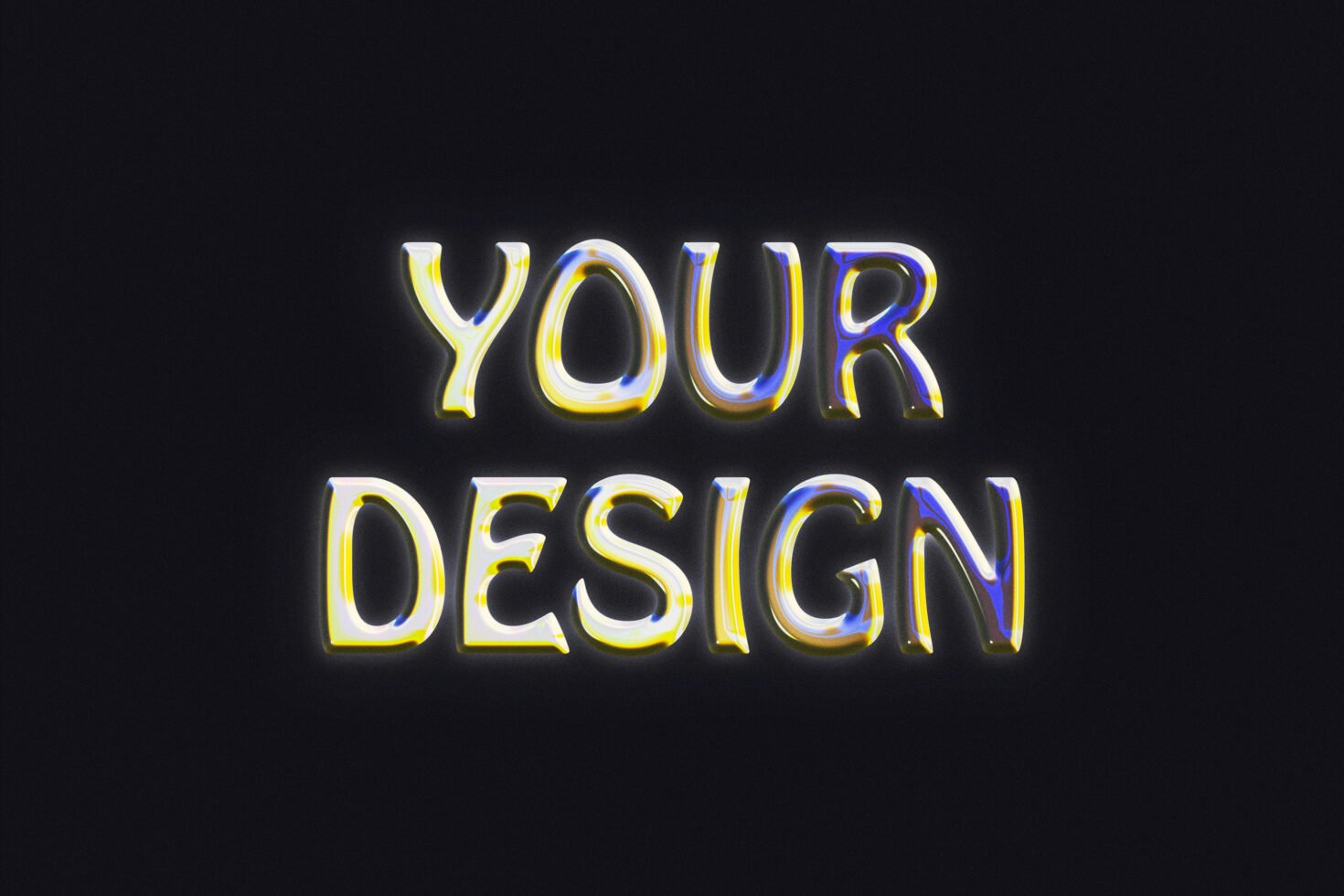 3D vibrant text effect mockup with yellow and purple colors on a dark background perfect for designers seeking eye-catching typography assets.