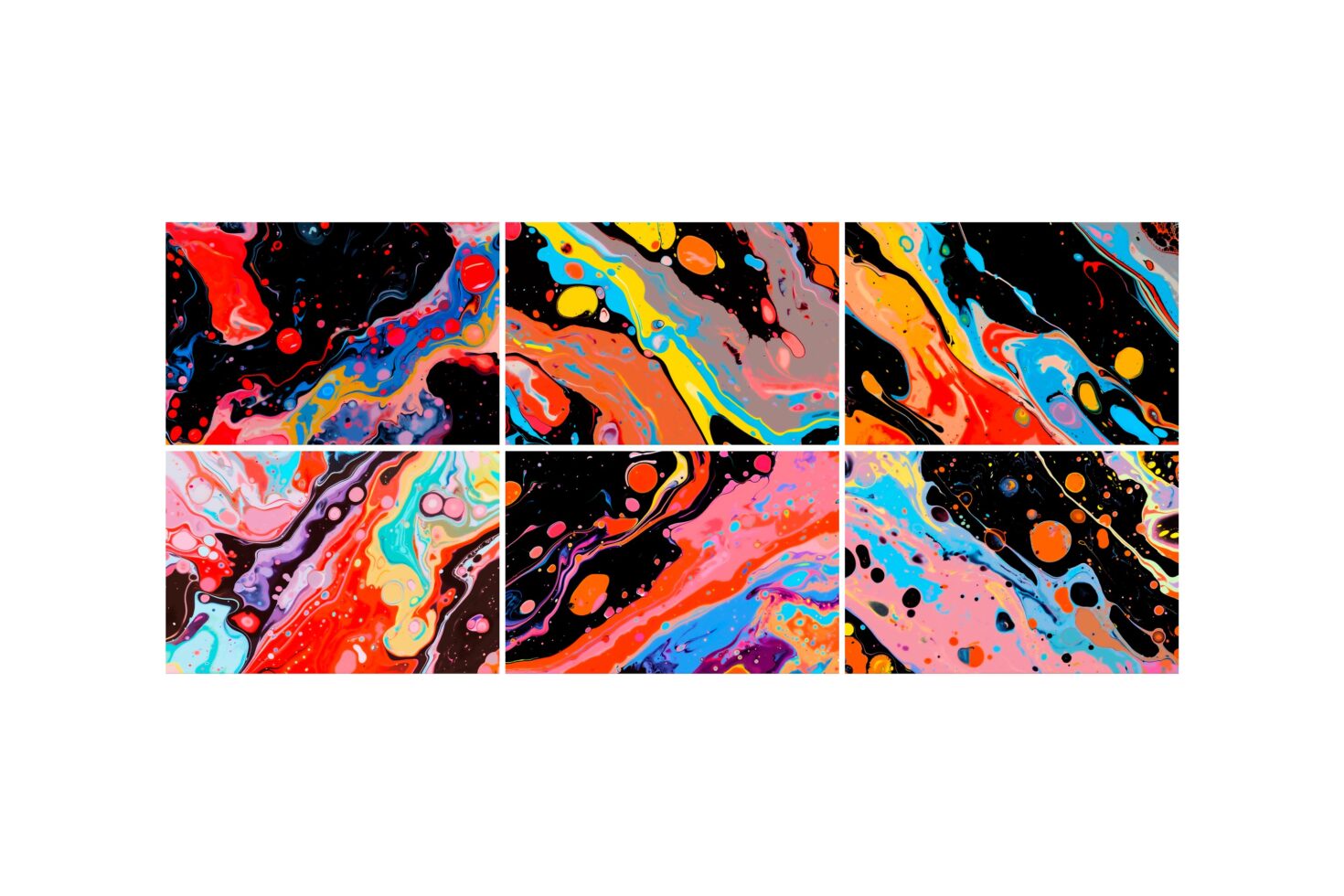 Abstract fluid art backgrounds in vibrant colors. Perfect for designers seeking unique digital assets. Ideal for graphics or template projects.