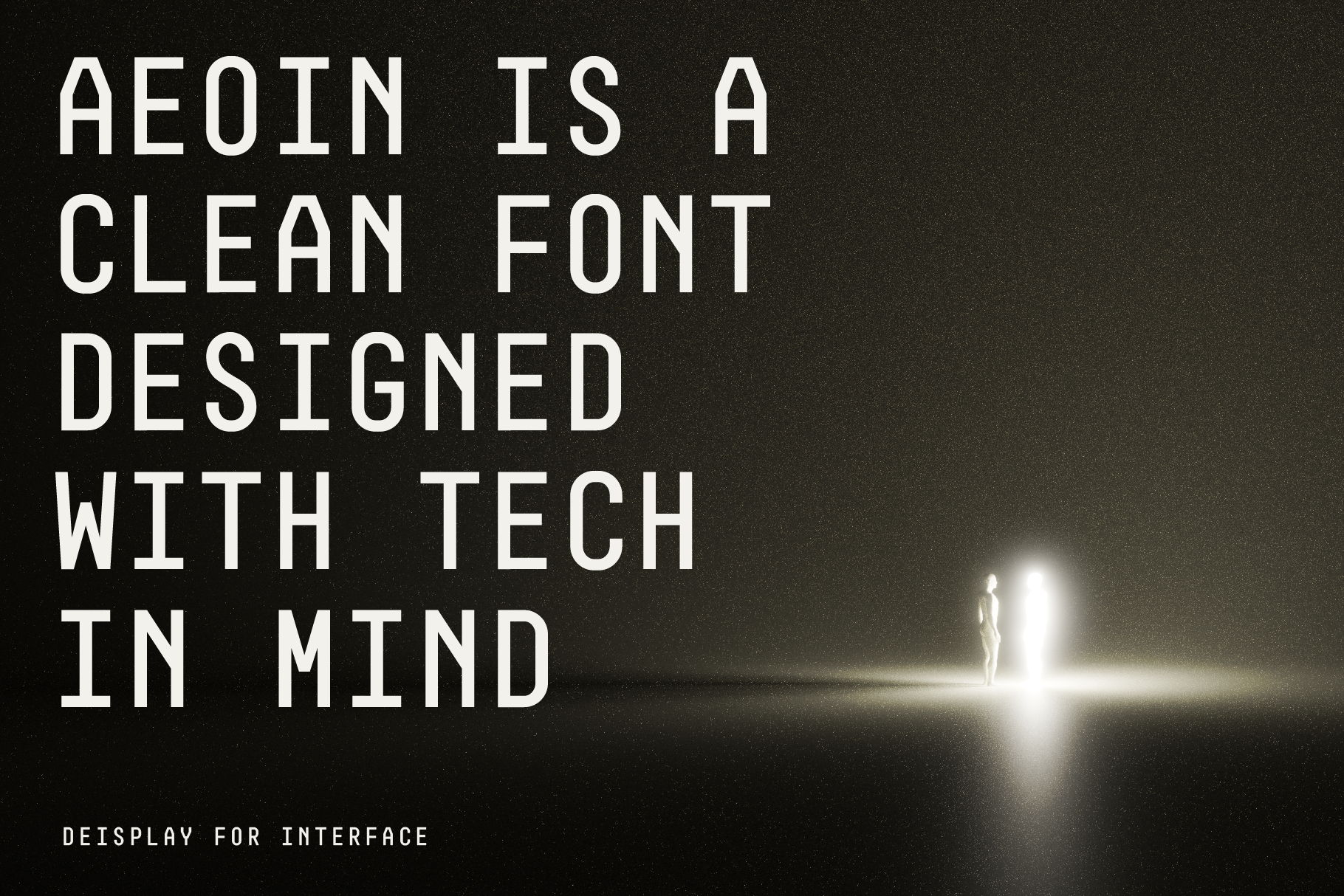 Aeoin clean font for tech design interface and display use glowing abstract background digital asset for designers typography mockup template