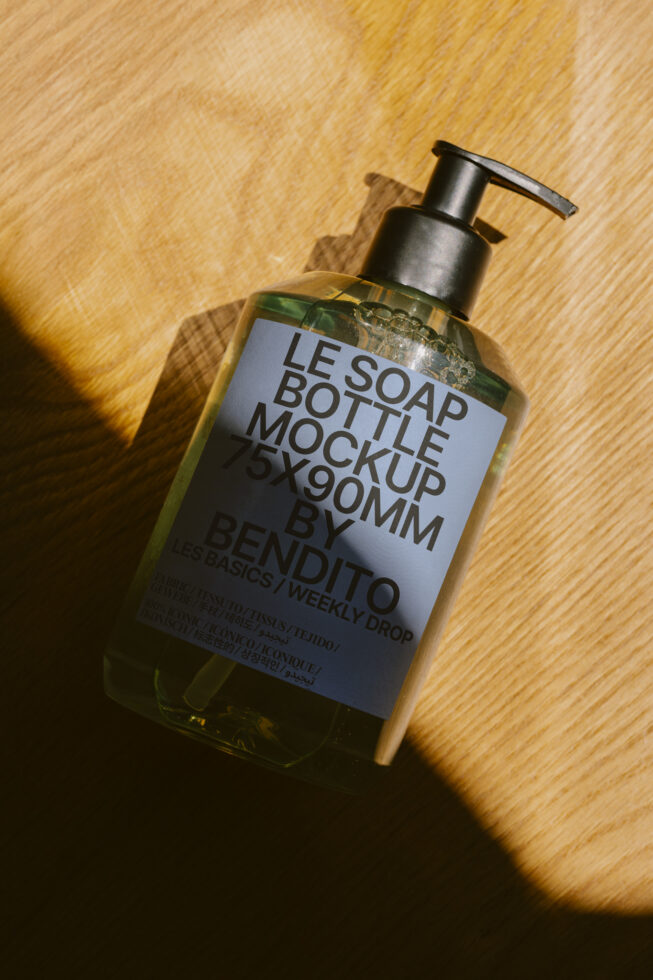 Soap bottle mockup 75x90mm perfect for designers looking for realistic product presentation. Ideal in graphics, templates, and branding projects.