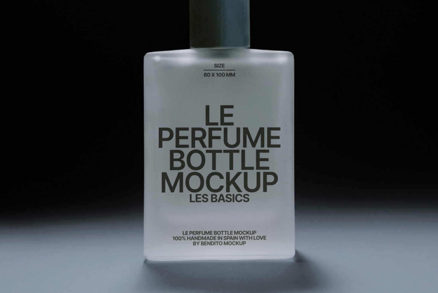 Perfume bottle mockup featuring minimalist design on frosted glass for designers seeking elegant presentation graphics. Ideal for branding projects.