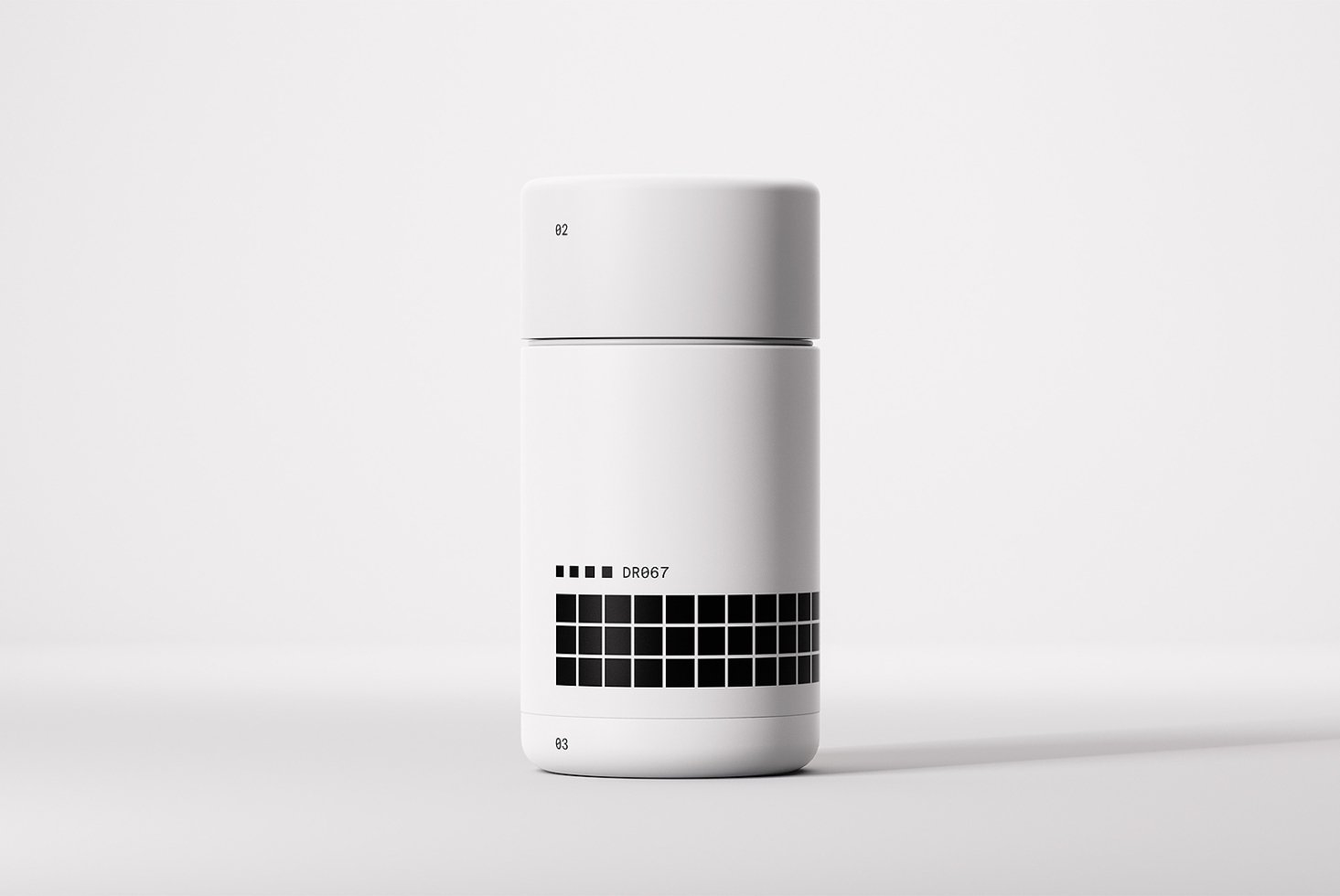 Minimalist product mockup featuring a modern white container with black grid design on a neutral background perfect for branding and packaging projects.