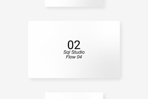 White card template displaying number 02 with text SQL Studio Flow 04 centered. Minimalist mockup ideal for designers. SEO keywords: template mockup design.