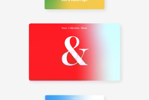 Minimalist design card featuring a large white ampersand on a red to blue gradient background. Ideal for graphic projects, branding, or typography templates.