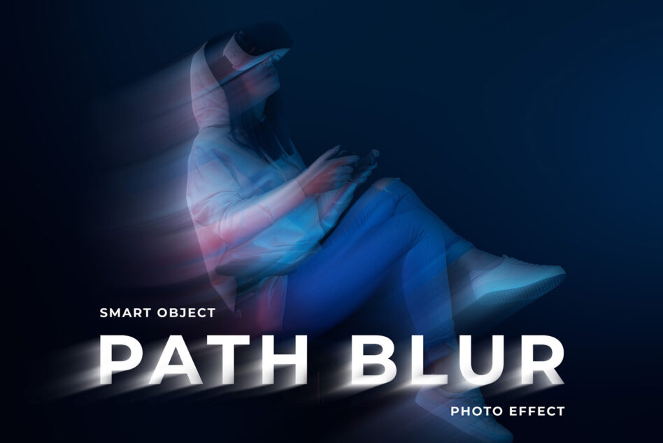 VR headset user sits with gaming controller, dynamic motion blur effect, smart object for Photoshop, photo editing asset, designer resource.