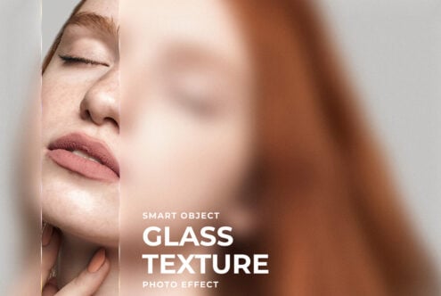 Glass texture photo effect featuring a woman's face. Perfect for designers seeking sleek mockups and graphic templates. Includes smart object PSD.