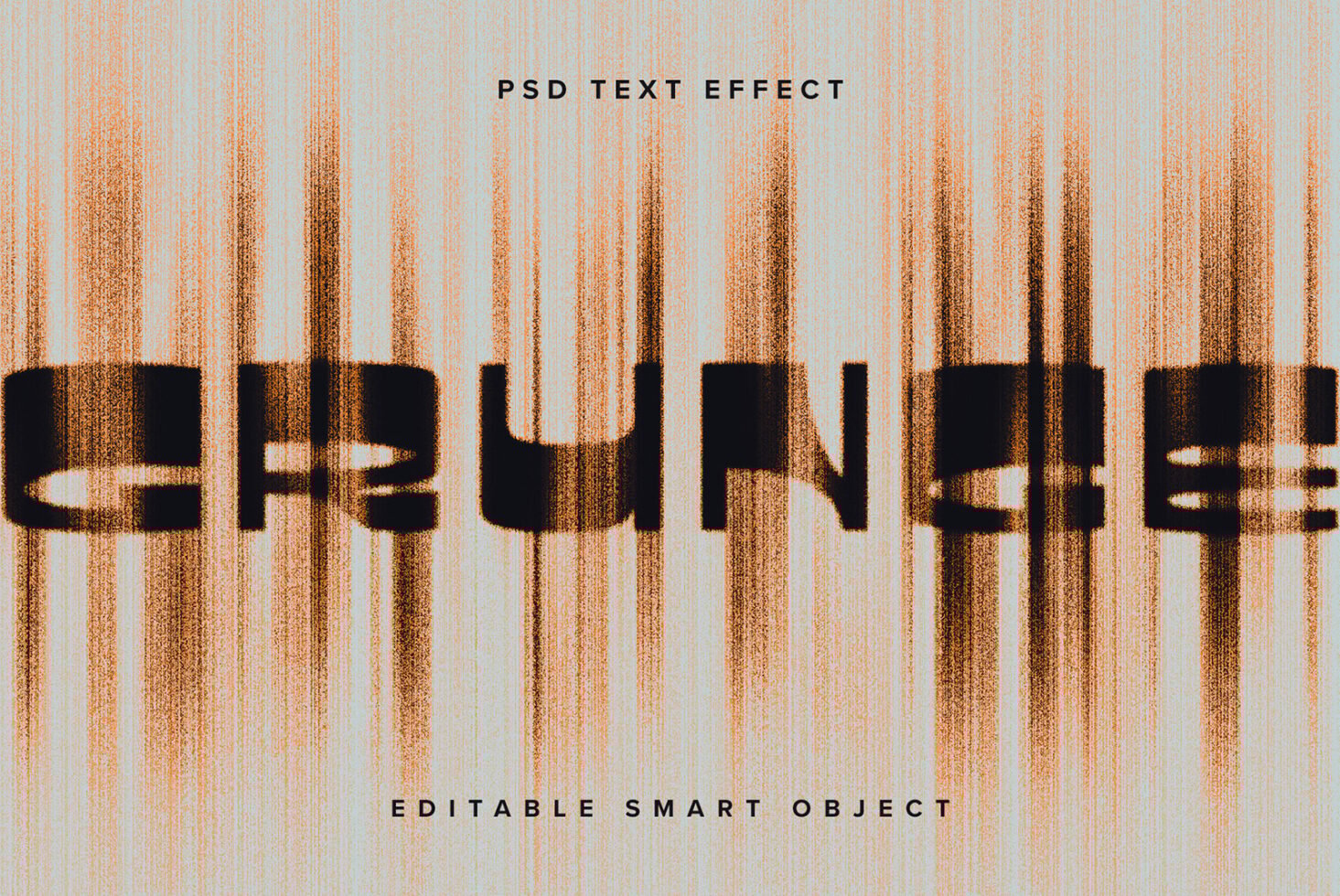 Grunge text effect PSD mockup with editable smart object. Ideal for graphic designers looking for unique textured styles. Perfect for digital design projects.