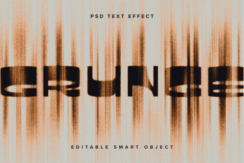 Grunge text effect PSD mockup with editable smart object. Ideal for graphic designers looking for unique textured styles. Perfect for digital design projects.