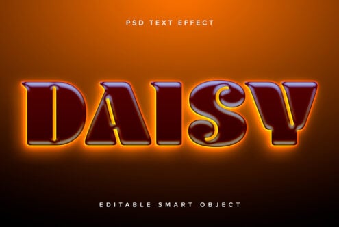 Bold 3D text effect template mockup with glowing orange outline editable smart object for designers vibrant PSD asset suitable for creative projects