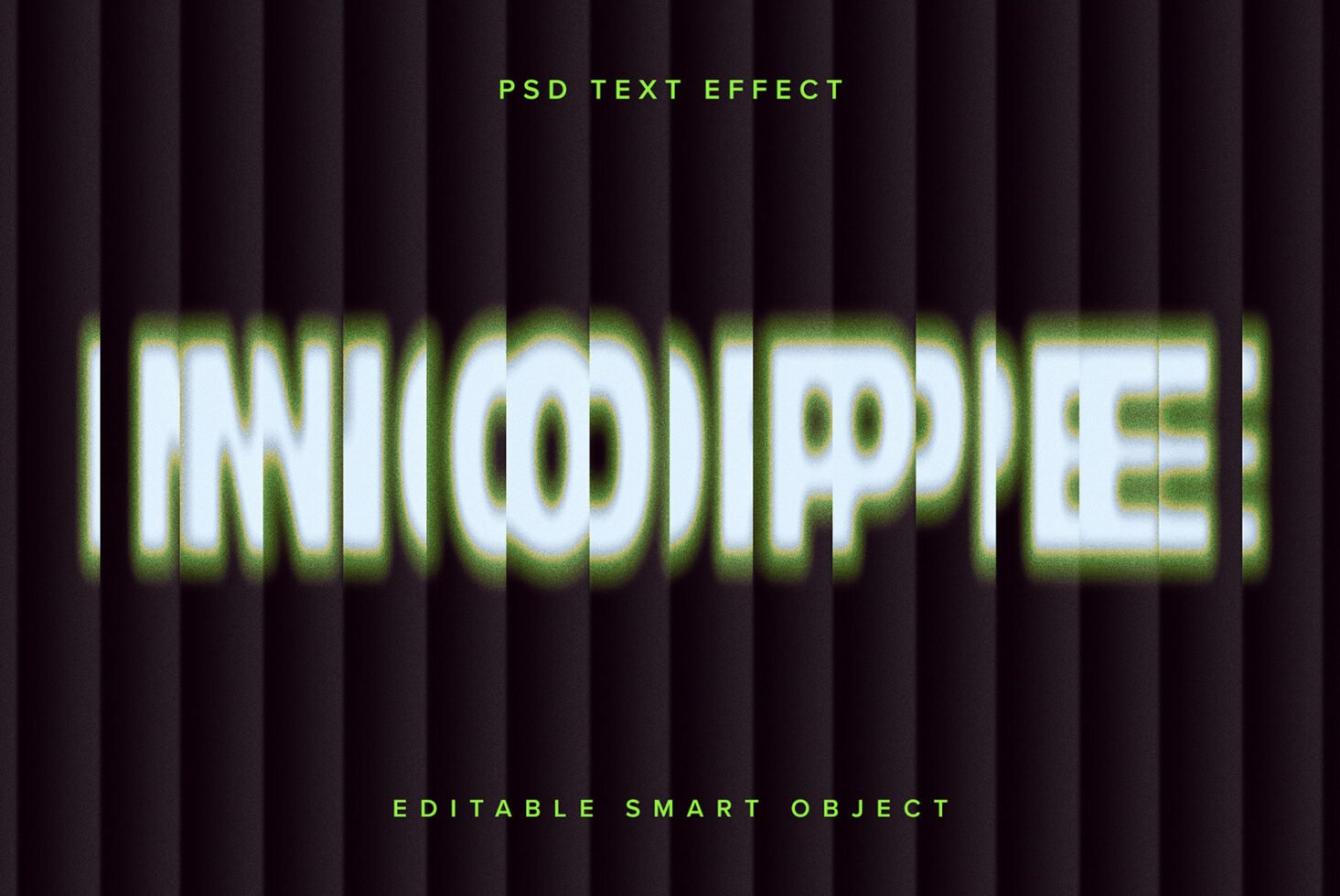 Blurry text effect PSD template featuring editable smart objects for designers. Modern graphics for creative typography projects, mockups, and design inspiration.