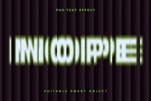 Blurry text effect PSD template featuring editable smart objects for designers. Modern graphics for creative typography projects, mockups, and design inspiration.