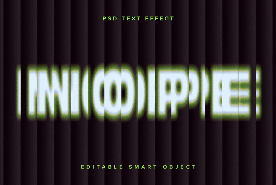 Blurry text effect PSD template featuring editable smart objects for designers. Modern graphics for creative typography projects, mockups, and design inspiration.