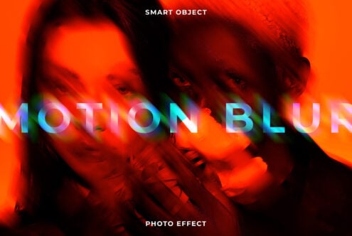 Vibrant motion blur photo effect with overlapping red orange hues and abstract faces. Perfect for digital assets designers, graphics, creative effects.