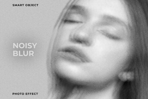 Noisy blur photo effect mockup with smart object overlay. Black and white grainy texture for digital design. Ideal for designers creating unique visuals.
