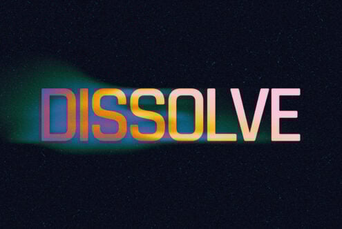 Gradient dissolve text effect on dark background ideal for graphic designers looking for creative typography templates and vibrant text visuals.
