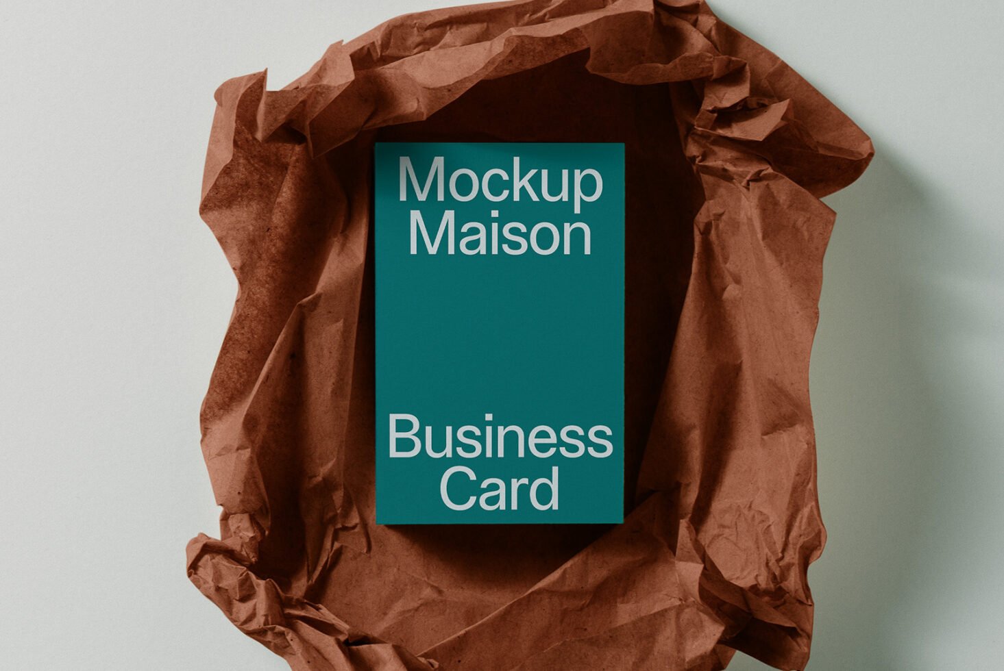 Business card mockup on brown paper backdrop minimal design template for designers elegant branding presentation high-quality digital asset graphics