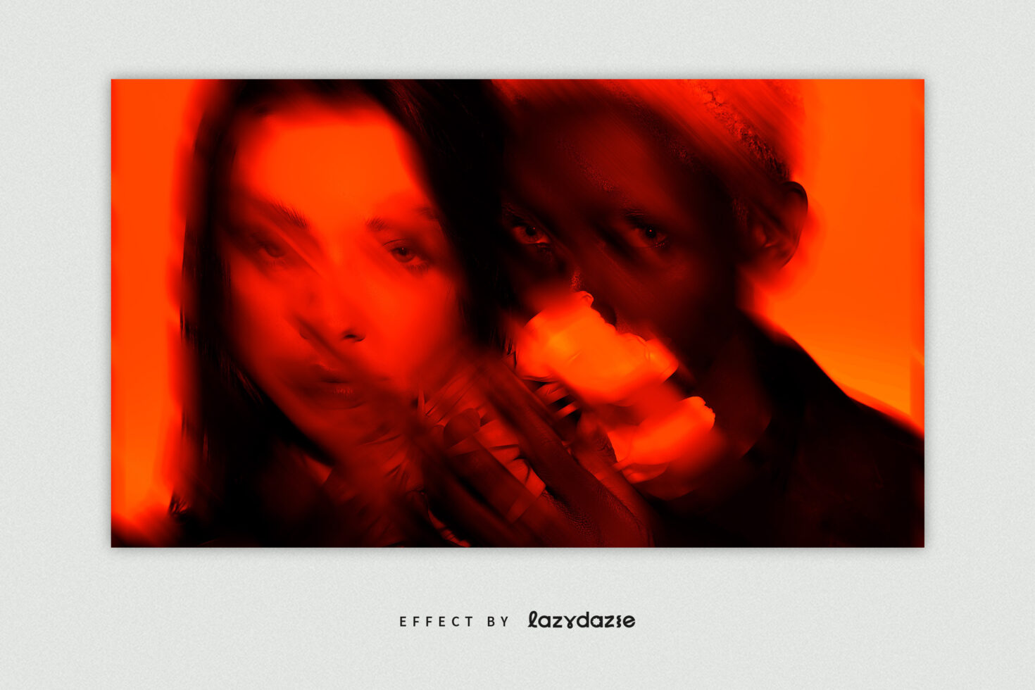 Abstract photo effect showcasing vivid reds with blurred faces perfect for graphic designers seeking unique, artistic templates and visual styles.