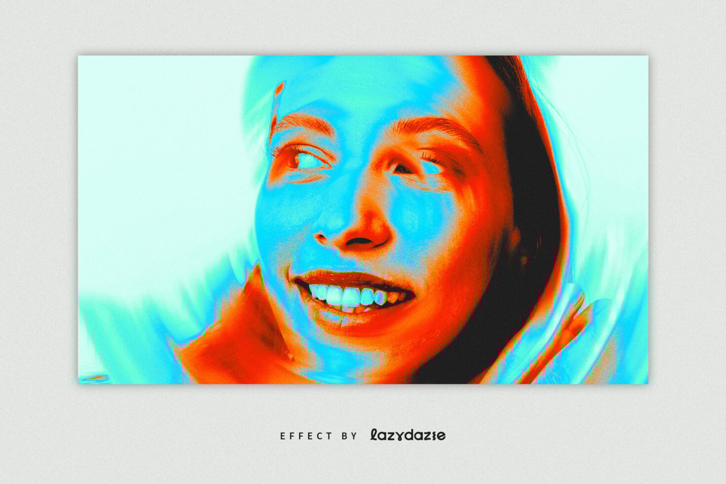 Vibrant abstract face graphic illustration in blue and orange hues showcasing digital design effect suitable for designers graphics digital assets