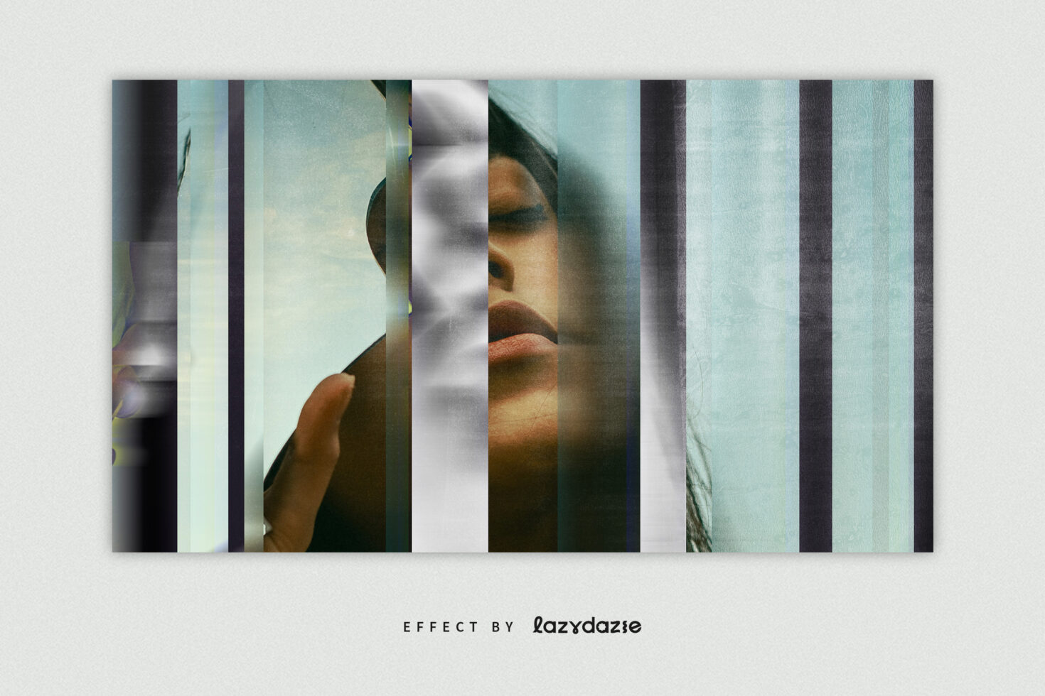 Digital asset showcasing a creative mockup; photo with striped glitch effect, ideal for designers seeking unique graphics and innovative visuals.