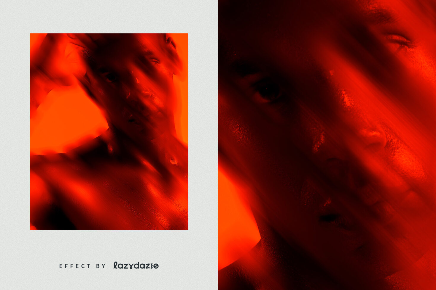 Abstract image with vibrant red motion blur effect featuring a human face. Perfect for graphic designers seeking unique textures or artistic inspiration.