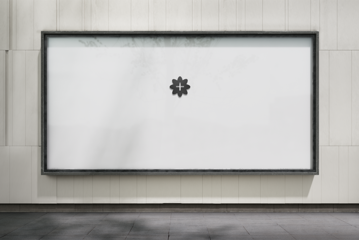 Outdoor billboard mockup on a white textured wall perfect for showcasing advertising designs and branding templates in urban settings.