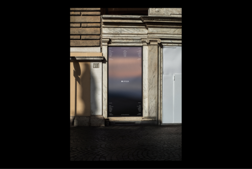 Urban storefront poster mockup featuring minimalist design. Ideal for showcasing branding and advertising. Perfect for designers and marketing projects.