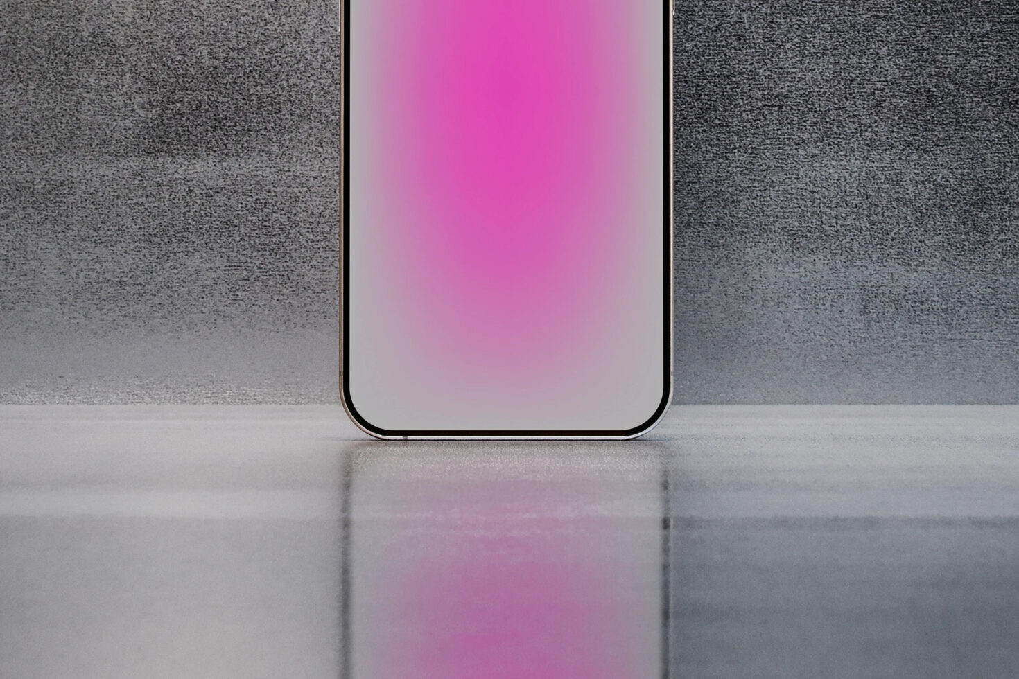 Smartphone mockup featuring a vibrant pink gradient screen; ideal for showcasing app designs; useful for designers seeking realistic device mockups.