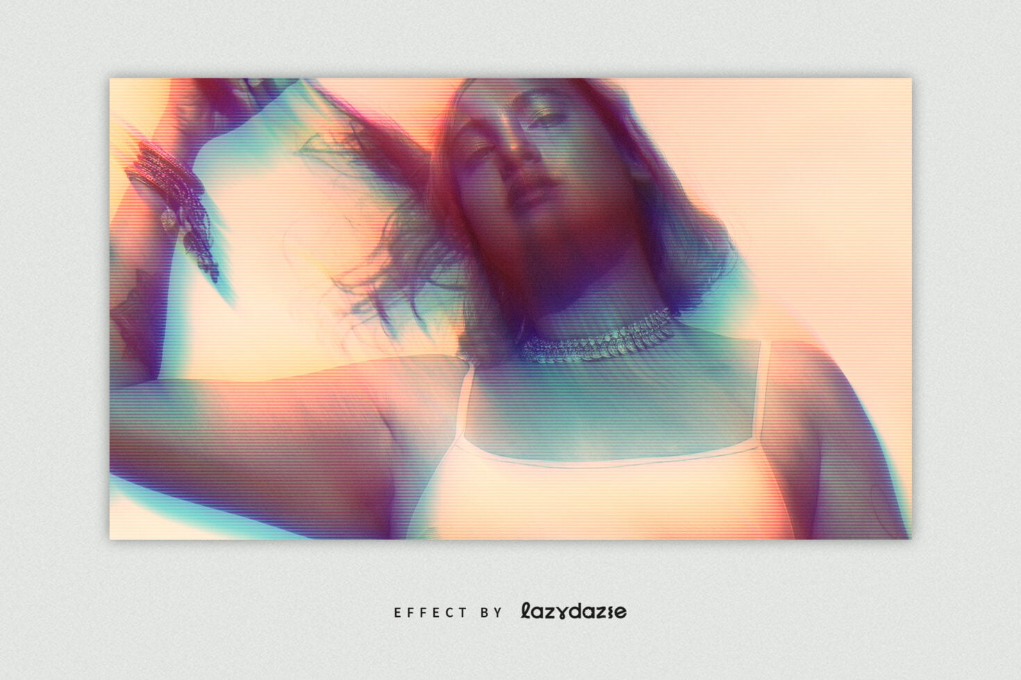 Body torso scan lines, pastel rainbow chromatic effect, soft focus