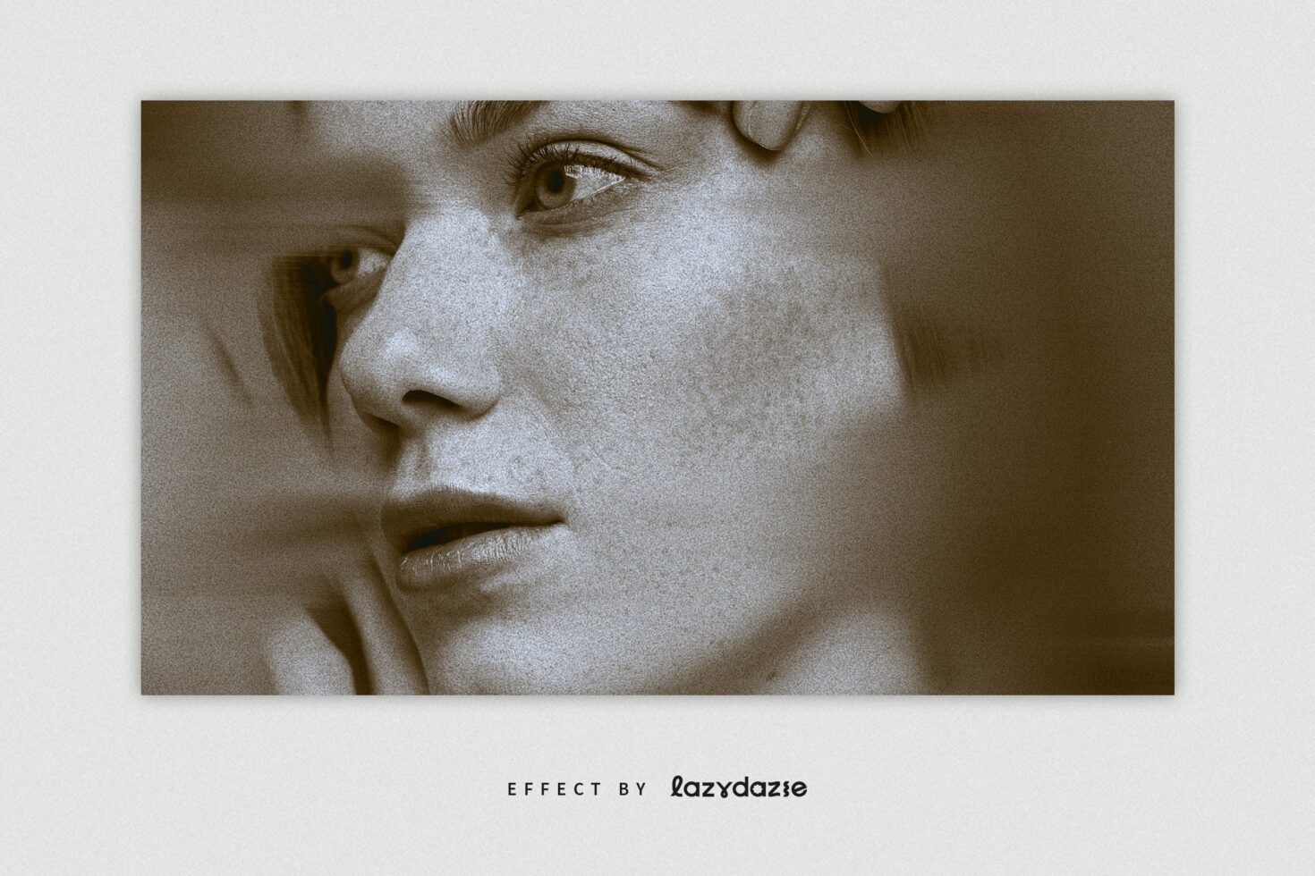 Sepia-toned side profile portrait with grainy film texture