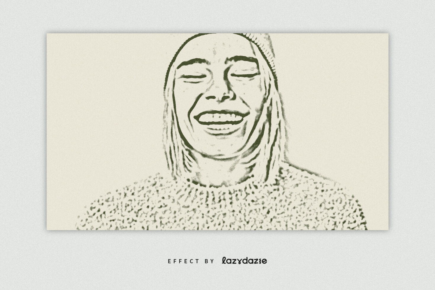 Olive sketch effect on smiling person with long hair