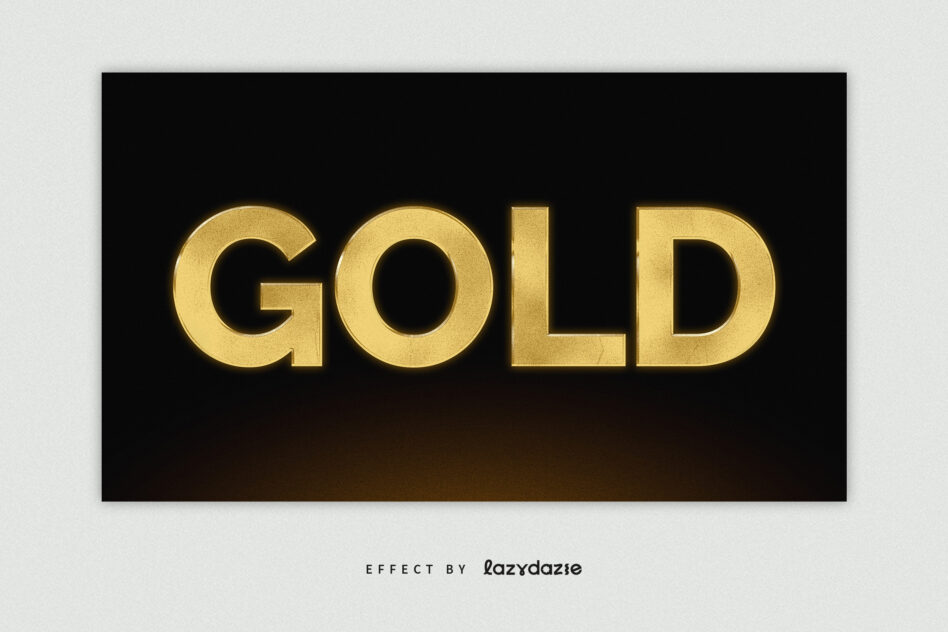 Textured gold metallic letters with warm glow on dark background