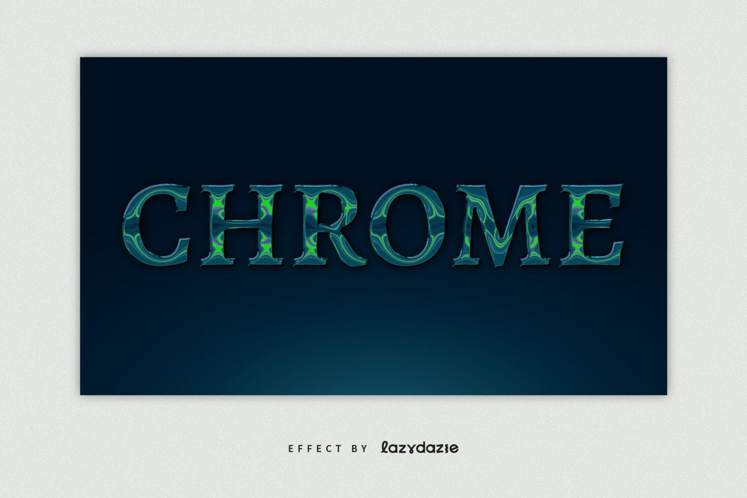 Teal metallic letters with liquid swirling texture on dark blue gradient