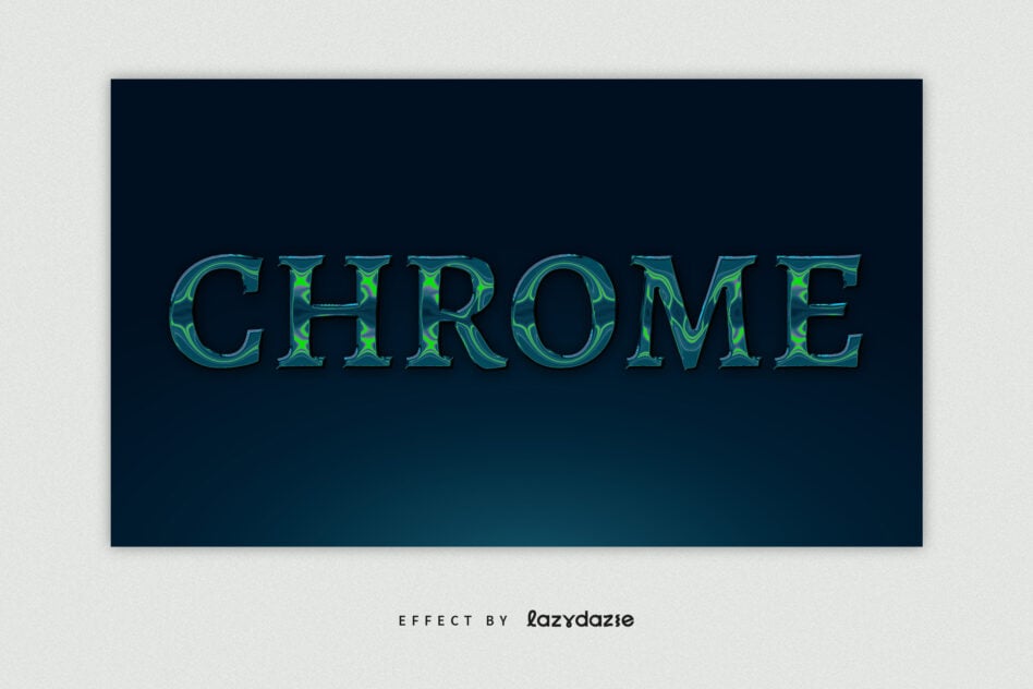 Teal metallic letters with liquid swirling texture on dark blue gradient