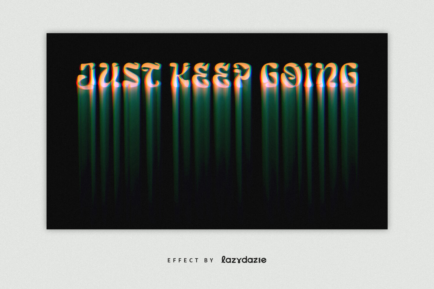 Just Keep Going text with striped gradient glow effect on black