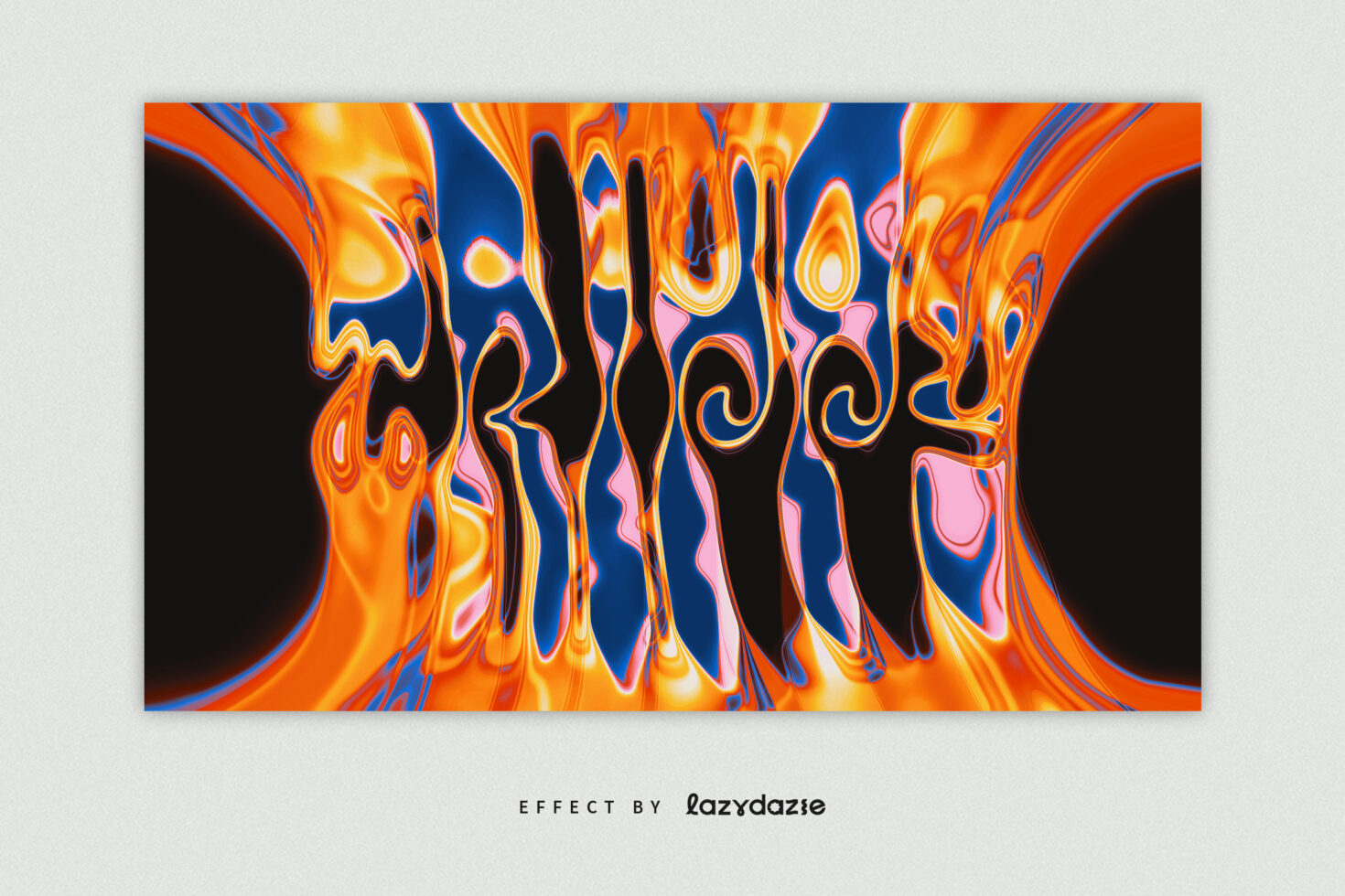 Chill out text melting with vibrant neon orange blue liquid drips
