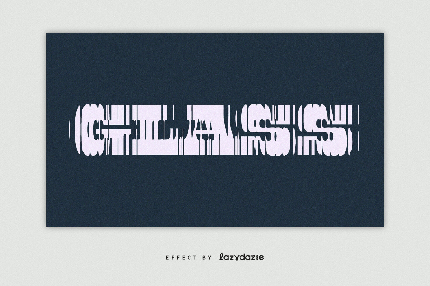 Glitch text effect with pink letters on dark blue background