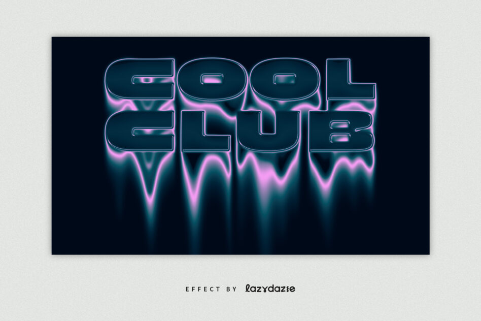 Cool cool vibrant neon text effect with pink glow dripping down dark background