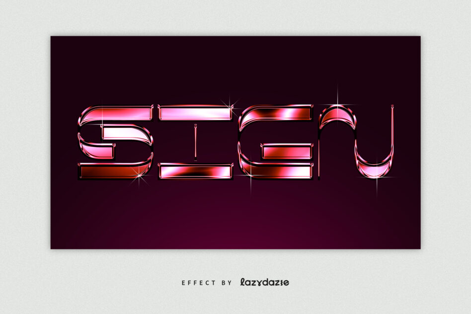 Chrome liquid text SOLID with metallic pink-orange-cyan iridescent finish