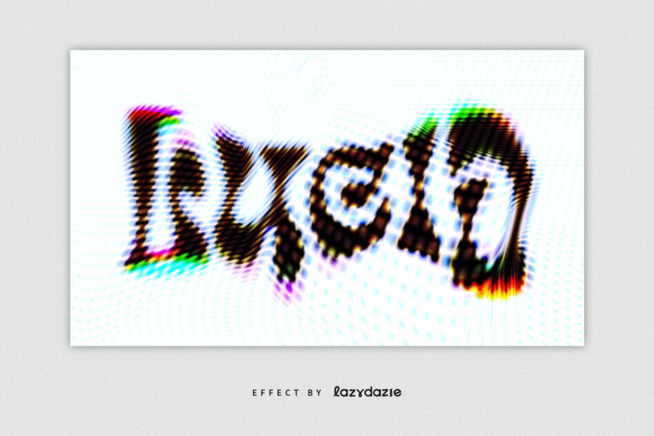 Bold text with heavy pixelation, neon color halos creating glitch aesthetic