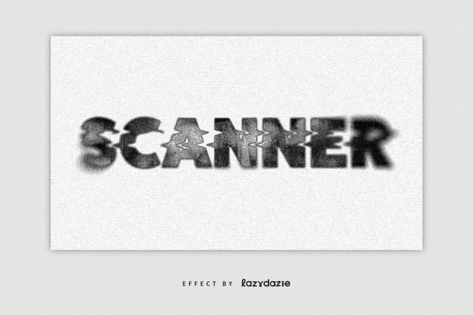 Scanner text with grainy scan distortion effect on paper