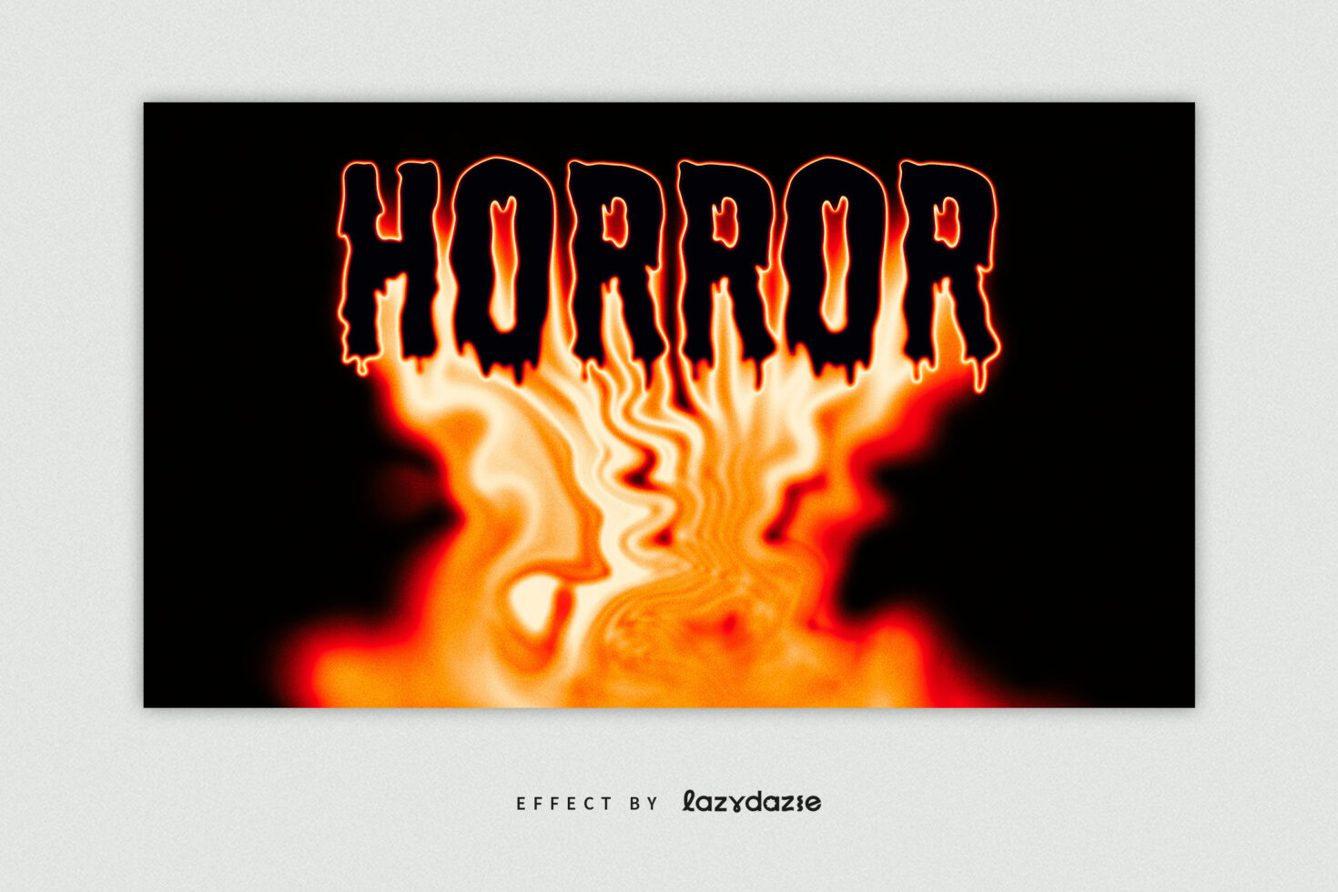 Horror text with wavy flame distortion below