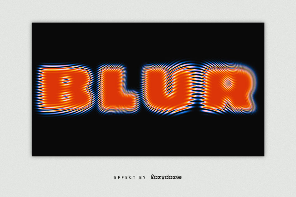 Blurry orange text reading BLUR with blue striped scanline effect
