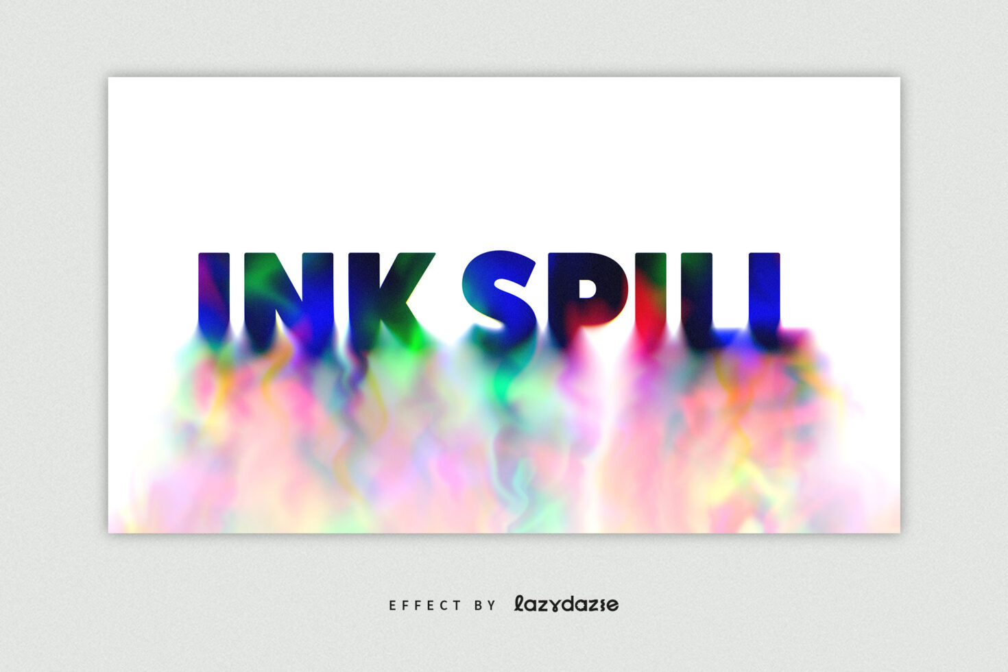 Ink spill text with rainbow gradient cloud effect dissolving below letters