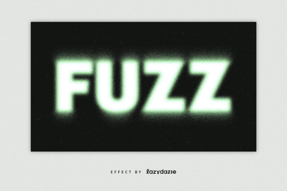 Bright green glowing neon text reading FUZZ on black background